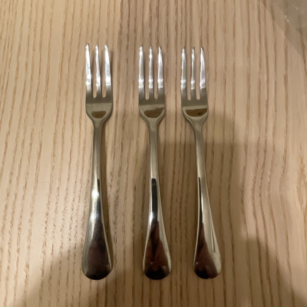 Cambridge flatware stainless steel demitasse fold‎ set of three silver tone